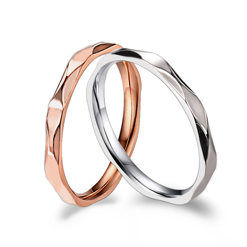 KNOCK Small Ring for Women and Men /Rose Gold Color Stainless Steel Wedding Ring 2mm Width Exquisite Ring ► Photo 1/6