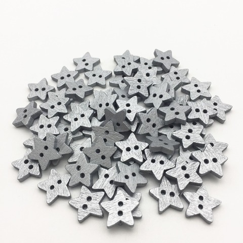 50pcs 15mm Silver/Gold Wood Star 2 Holes Buttons Christmas Embellishments Scrapbooking Cardmaking Crafts Xmas Sewing Accessories ► Photo 1/2