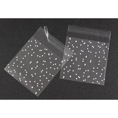 50pcs/lot White Dots Transparent OPP Self-adhesive Bags Gift Packaging Bags Plastic Jewelry Candy Cookies Packing Bags ► Photo 1/3