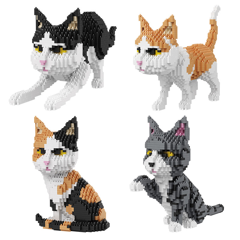 Balody Persian Cat Gray Kitten Animal DIY Diamond Mini Building Nano Blocks Toy 
