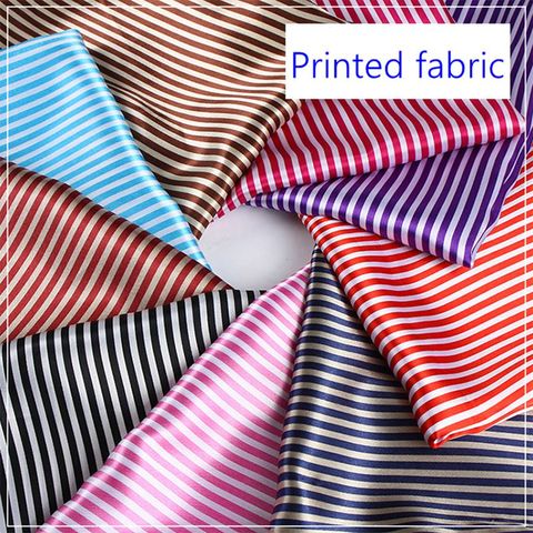 Cheap striped printed polyester satin fabric for lining  home textile T114 ► Photo 1/3