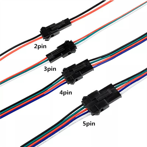 led strip connector 2pin 3pin 4pin 5pin WS2812B WS2812 5050 RGB RGBW LED Strip Light SM JST Male Female Connector Wire Cable ► Photo 1/6