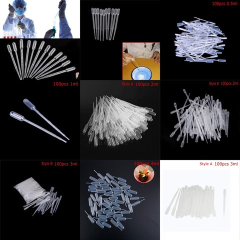 100PCS/Lot 1ML Transparent Pipettes Disposable safe Plastic Eye Dropper Transfer Graduated Pipettes Eye for School Lab Supplies ► Photo 1/6