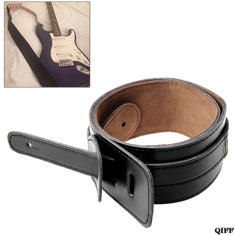 Adjustable Soft PU Leather Thick Strap For Electric Acoustic Guitar Bass Black MAR28 ► Photo 1/6