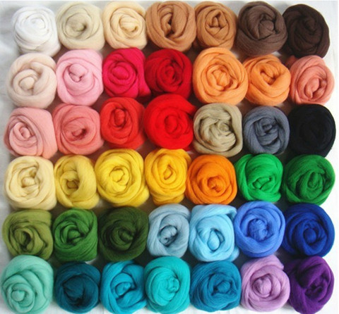 36 Colors Merino Wool Fibre Roving For Needle Felting Hand Spinning DIY Fun Doll Needlework Raw Wool Felt poke 5g/bag ► Photo 1/4
