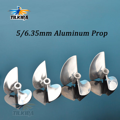 Rc Boat Propeller Aluminum Prop  2 Blades 5mm / 6.35mm  Dia 75/78mm Alloy Screw For 5/6.35mm 1/4