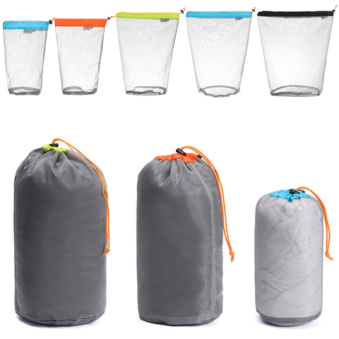 1Pcs Ultralight Mesh Stuff Sack Laundry Outdoor Bag Camping Sports Drawstring Storage Bag Hiking Tools Climbing Drawstring Bags ► Photo 1/6
