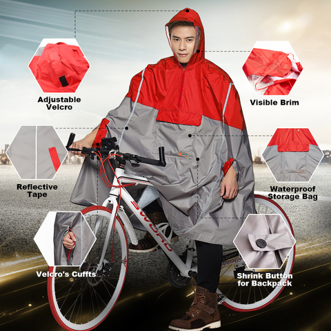 QIAN Impermeable Raincoat Women/Men Outdoor Rain Poncho Backpack Reflective Design Cycling Climbing Hiking Travel Rain Cover ► Photo 1/6