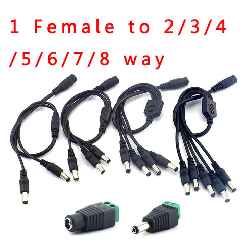 12V 1 Female to 2 3 4 5 6 8 Male Way DC Power Splitter Adapter Connector Plug Cable 5.5mm*2.1mm For CCTV Camera LED Strip Lights ► Photo 1/6