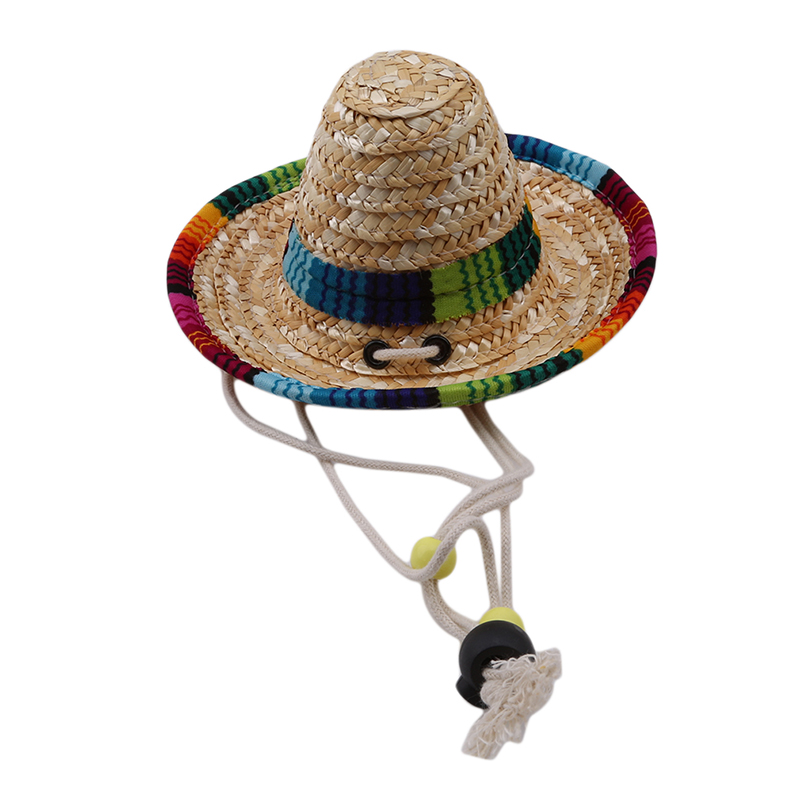 Adjustable Pet Cat Puppy Dog Straw Hat Buckle Costume Supply For Small Animals