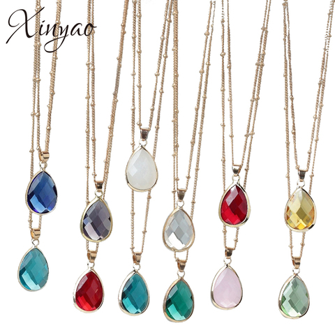 XINYAO 12Colors Birthstone Natural Stone Pendant Necklace Druzy Quartz Gem Stone Crystal Diy Charm Necklace Women Indian Jewelry ► Photo 1/6