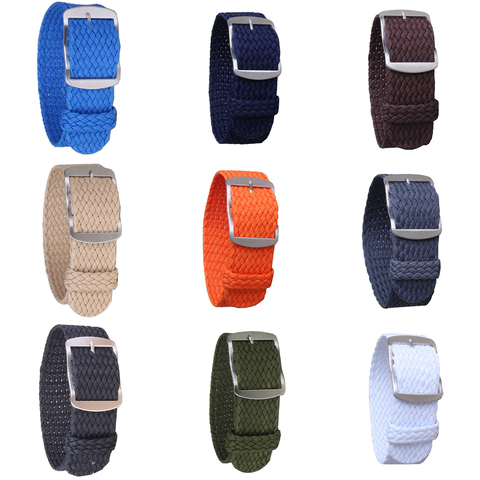 16mm 18mm 20mm 22mm Solid color Perlon Woven Nylon watchbands bracelet fabric Woven Watch Strap Band Buckle belt black blue ► Photo 1/6