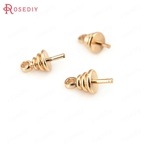 10PCS 24K Champagne Gold Color Plated Brass Half hole Pearl Beads Connect Charms Beads Caps High Quality Diy Jewelry Accessories ► Photo 1/6