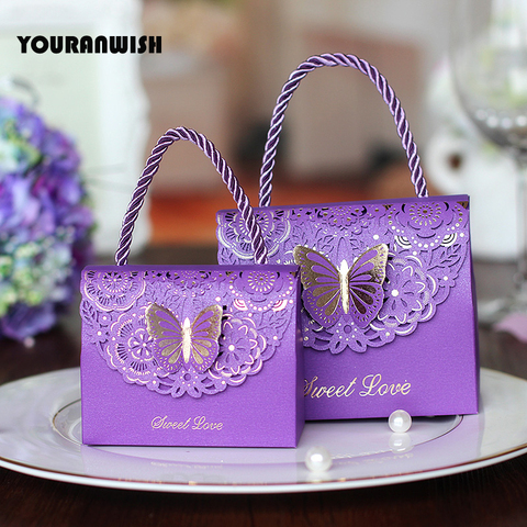 50pcs/lot High-quality Laser Cut Butterfly Flower Gift Bags Candy Boxes Wedding favors Portable Gift Box Party Favor Decoration ► Photo 1/6