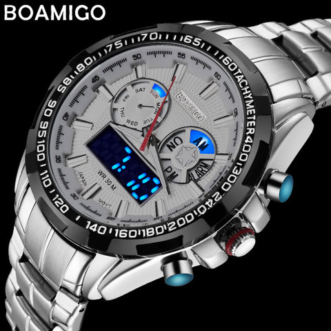 BOAMIGO top luxury brand men sports watches military fashion business steel digital quartz watch gift clock relogio masculino ► Photo 1/6