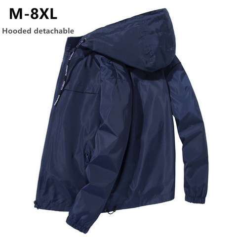 Jacket Men Plus Size 6XL 7XL 8XL Spring Autumn Thin Windbreaker Mens Hooded Bomber Coat Streetwear Boy Zipper Casual Sportswear ► Photo 1/6