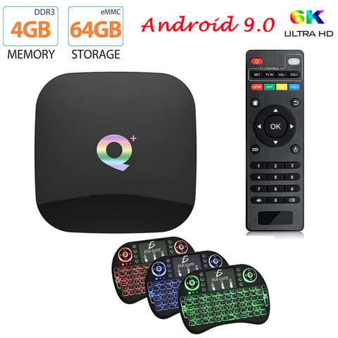 Q Plus Smart TV Box Android 9.0 TV Box 4GB RAM 32GB 64GB ROM 6K H.265 USB3.0 Netflix Allwinner H6 PK MX10 PRO H96 Set Top Box ► Photo 1/6