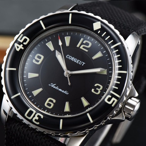 Corgeut sport design clock luxury top brand black dial leather mechanical Luminous Automatic Self-Wind Vintage mens watch ► Photo 1/6
