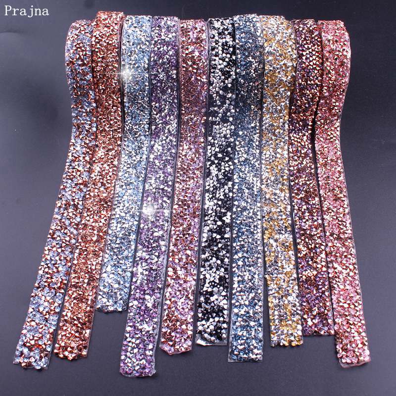 1 Yard Hot Fix Glitter dress Rhinestones Motifs Ribbon Crystal