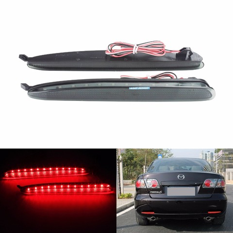 ANGRONG 2x Black Rear Bumper Reflector LED Brake Stop Light For Mazda 6 Atenza Mazda6 GG 2003-2008(CA171) ► Photo 1/6