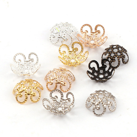 11mm Shiny Vintage Filigree Metal Hollow Flower Spacer Beads End Caps Pendant DIY Charms Connectors Jewelry Findings ► Photo 1/6