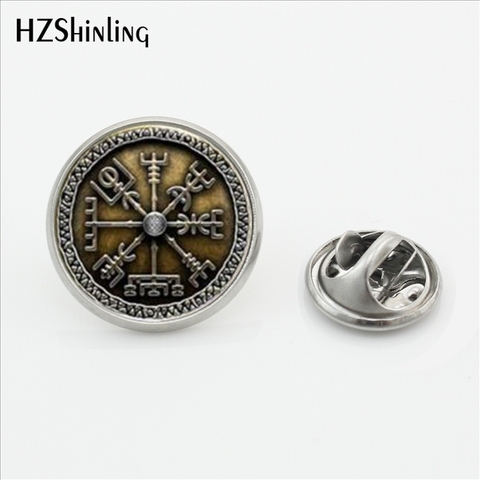 2017 New Glass Dome Collar Pin Vegvisir Viking Compass Lapel Pins Vintage Butterfly Stainless Steel Clasp Pin Jewelry ► Photo 1/6