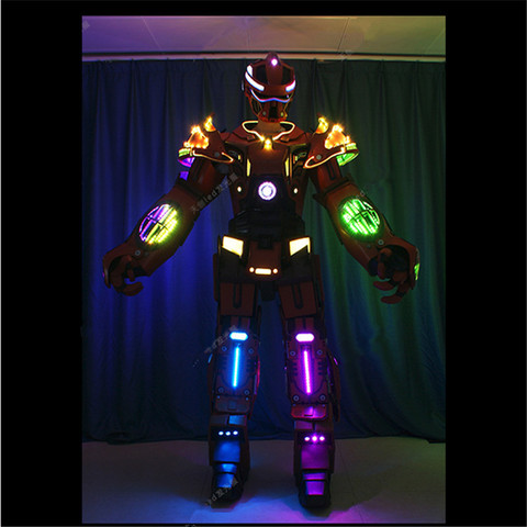 1LED robot dance costumes wearable ballroom robot clothes men stage wears led helmet full color RGB light suit led Programmable ► Photo 1/1