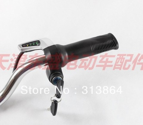 Wuxing Brand Ignition Key Model 48V/36V/24V Electric Bicycle Twist Throttle/Speed Handle/Gas Accelerator with on/off key switch ► Photo 1/2