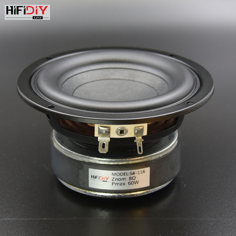 HI-FI DIY AUDIO 4.5 inch 60W Round Woofer Speaker High power BASS Home Theater 2.1 Subwoofer Unit 2 Crossover Louspeakers S4-116 ► Photo 1/6