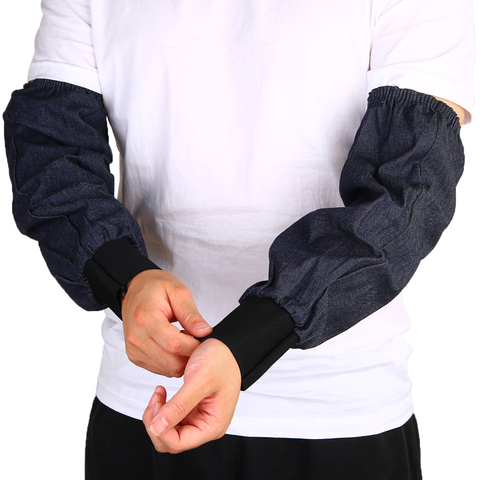 1 Pair Welder Lengthen Arm Protective Sleeves Denim Blue Welding Arm Sleeves Working Sleeves Cut Resistant Heat Protection ► Photo 1/6