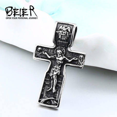 BEIER Christ Jesus Pendant Necklace 316L Stainless Steel Cross Chain Heavy Men Jewelry Gift Religious Christian Jewelry BP8-381 ► Photo 1/6