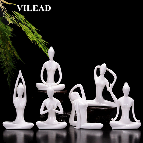 VILEAD 12 Styles White Ceramic Yoga Figurines Ename Yoga Miniatures Abstract Yog Stattues Yoj Figurines Vintage Home Decor ► Photo 1/6