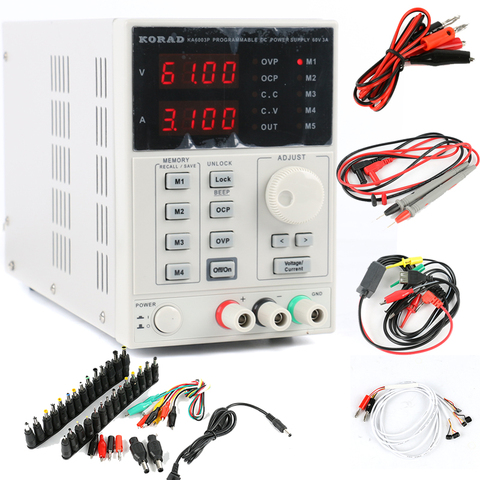 KORAD KA6003P High Precision Programmable Linear Lab Adjustable Digital DC POWER SUPPLY 60V 3A R232 USB + 39pcs/set AC DC Jack ► Photo 1/6