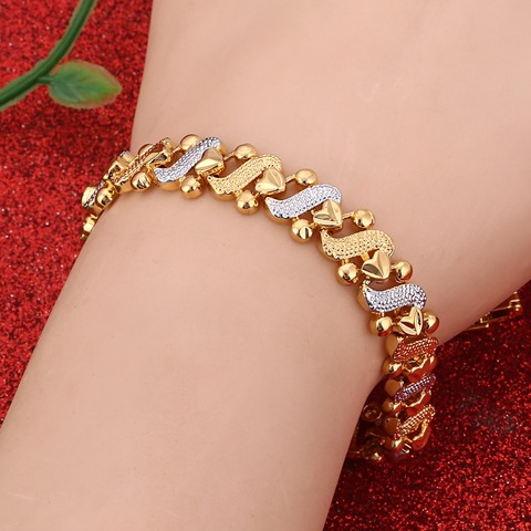 24K Vacuum Plated Luxury Design Gold Color Heart Pattern Cuff Unisex Wide Bracelet & Bangle ► Photo 1/6