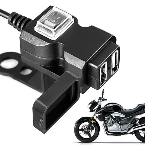 12V-24V Dual USB Port Waterproof Motorbike Motorcycle Handlebar Charger Adapter Power Supply Socket for iphone samsung huawei ► Photo 1/6