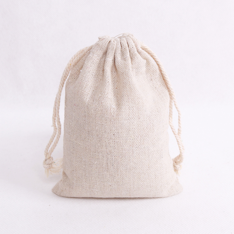 50pcs/lot Natural Cotton Bags Small Linen Drawstring Gift Bag Muslin Pouch  Bracelets Candy Jewelry Packaging Bags & Pouches