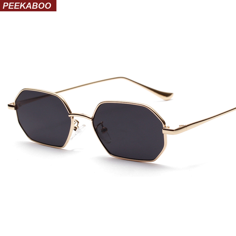 Peekaboo small rectangle sunglasses men 2022 metal frame polygon women red lens sun glasses men gold unisex uv400 ► Photo 1/6