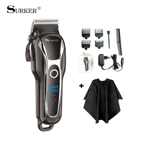 SURKER SK-805 Professional Rechargeable With LCD Display Hair Clipper Cordless Trimmer Haircut Stainless steel Blade Shaving ► Photo 1/1