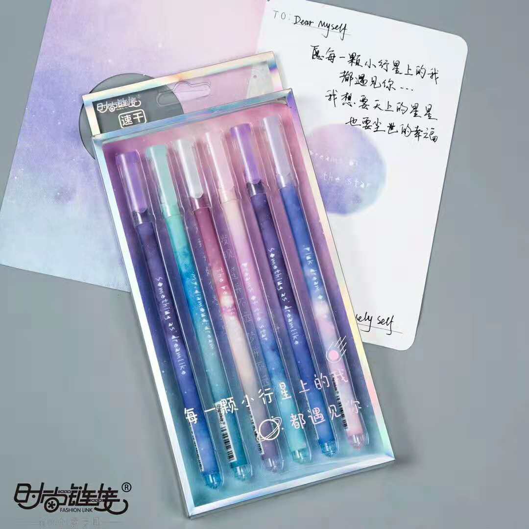 6Pcs/Lot Kawaii Cat Gel Pen Black Ink Pen Cute Stationery School Office Supplies 
