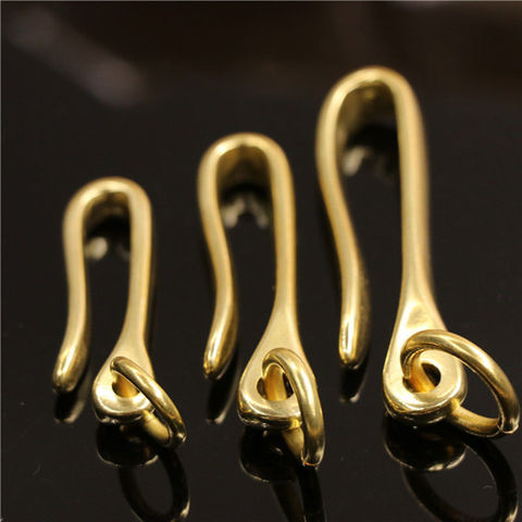 1pcs Solid Brass Belt U Hook Keychain Key Ring Wallet Fob Clip Retro Vintage Fish Hook with O ring 3 Sizes Available ► Photo 1/6