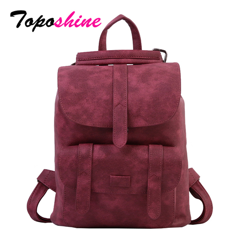 Toposhine New Design Women Backpack Solid Hasp Female Bag Fashion Girls School Bags Lady Soft PU Leather Bag Women Backpack 1523 ► Photo 1/6