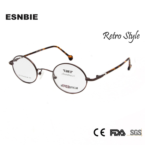 ESNBIE Vintage Eyeglasses Men Small Round Metal Eye Glasses Frames for Women Optical Glass Prescription Eyewear Oculos de grau ► Photo 1/6