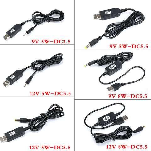 USB Step Up Cable Module USB DC 5V to DC 9V DC 12V Step Up Boost Module Converter Adapter Cable 5W 8W 3.5*1.35 2.1*5.5mm Plug ► Photo 1/6