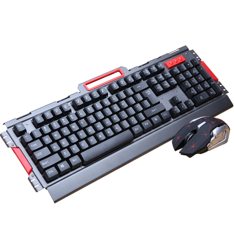 Wireless Gaming Keyboard Mouse Combo set Metal Panel  Game Gamer 2.4Ghz 2400 DPI for Home Office Computer Smart TV Laptop ► Photo 1/1