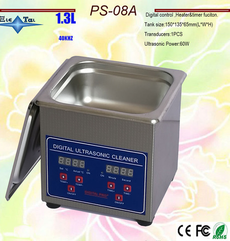 Globe 110V/220V PS-08A  60W small  Digital Ultrasonic Cleaner 1.3L for glasses ,,razor, Jewellery Clean  free basket ► Photo 1/5