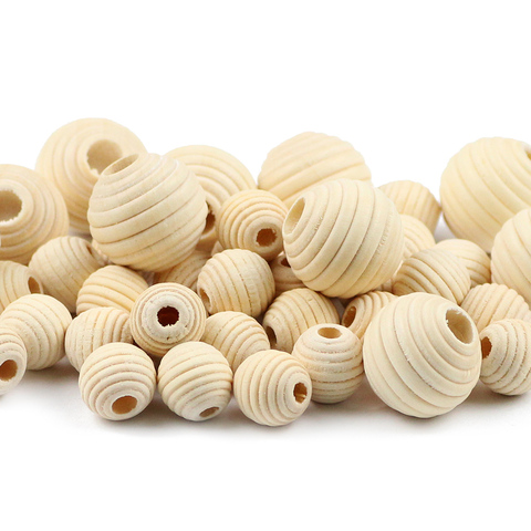 JHNBY 30PCS Round Thread wooden Spacer Beads Eco-Friendly Natural Color Woods Bead Lead-Free Ball DIY Jewelry Crafts Accessories ► Photo 1/6