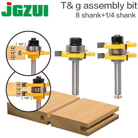 2 pc 8mm Shank high quality Tongue & Groove Joint Assembly Router Bit Set 3/4