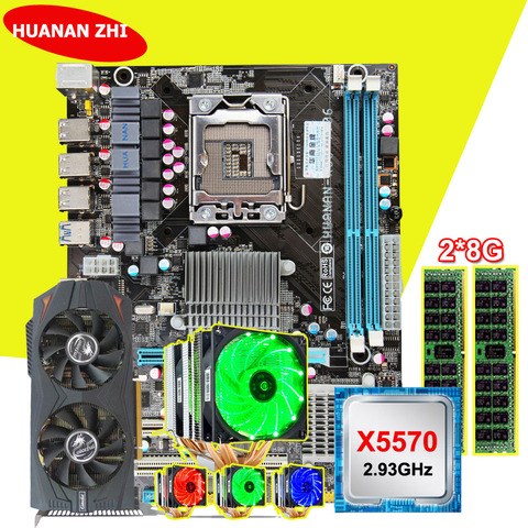 Motherboard bundle HUANAN ZHI X58 motherboard with CPU Intel Xeon X5570 2.93GHz cooler RAM (2*8G)16G RECC GTX760 2G video card ► Photo 1/1