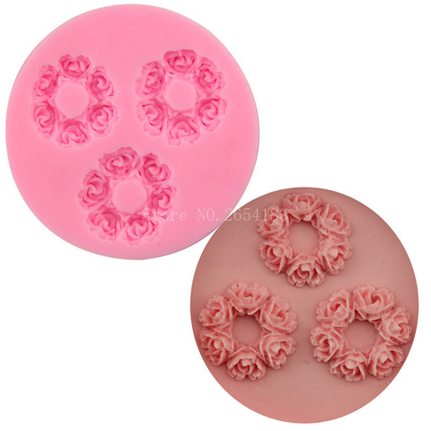 Flower Rose Garland Silicone Fondant Soap 3D Cake Mold Cupcake Jelly Candy Chocolate Decoration Baking Tool Moulds FQ2342 ► Photo 1/5