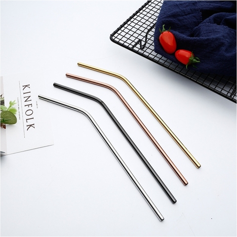 Metal straw 304 stainless steel reusable straw eco-friendly color straw straight bend cleaning brush bar party accessories 20Oz ► Photo 1/6